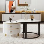 Dans les nuages - lot de 2 table basse gigogne ronde, 70x50 cm - avec plateau en imitation marbre, 2 ... Dans les nuages - lot de 2 table basse gigogne ronde, 70x50 cm - avec plateau en imitation marbre, 2 ...