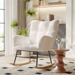 Dans les nuages - fauteuil � bascule, avec dossier, cadre en m�tal, accoudoirs, rocking chair de capitonn� ...