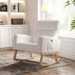 Dans les nuages - fauteuil � bascule, avec pieds en bois, poches de rangement , dossier en capitonn�, ...
