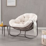 Dans les nuages - fauteuil � bascule, en polyrotin, avec cadre de forme d'oeuf en m�tal, dossier en capitonn�, ...