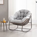Dans les nuages - fauteuil � bascule, en polyrotin, avec cadre de forme d'oeuf en m�tal, dossier en capitonn�, ...