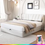 Dans les nuages - lit coffre 160x200 cm, avec clairage led, hydraulique espace de rangement, port usb, ...