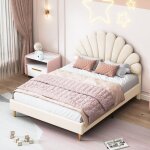 Dans les nuages - lit double capitonn� 140x190 cm, tissu velours, avec sommier � latte, t�te de lit en ...