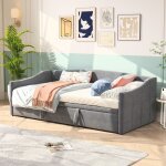 Dans les nuages - lit gigogne 90x190 cm / 180x190 cm, avec sommier � lattes en bois, cadre en m�tal, ...