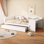 Dans les nuages - lit gigogne 90x200 cm, avec bureau, 3 �tag�res, sommier � lattes en bois, canap� - ...