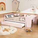 Dans les nuages - lit gigogne 90x200 cm, avec bureau, 3 �tag�res, sommier � lattes en bois, canap� - ...