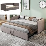 Dans les nuages - lit gigogne capitonn�, 90x200 cm / 180x200 cm, avec canap� - lit extensible, sommier ...