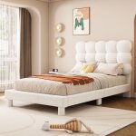 Dans les nuages - lit simple 90x200 cm, avec t�te de lit en r�glage haute, aspect rond, sommier � lattes ...
