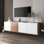 Dans les nuages - meuble tv 170 cm, avec 3 tiroirs, 3 portes, tagres ajustables, meuble tv suspendu, ...