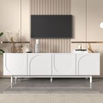 Dans les nuages - meuble tv 175 cm, avec 4 portes, �tag�res r�glables, un d�cor en arc, style scandinave, ...