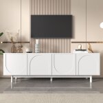 Dans les nuages - meuble tv 175 cm, avec 4 portes, �tag�res r�glables, un d�cor en arc, style scandinave, ...