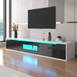 Dans les nuages - meuble tv 180 cm, avec clairage led  changement de couleur, portes pliantes, laqu ...