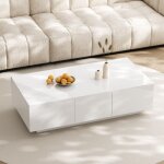 Dans les nuages - table basse rectangulaire 100 cm, avec 2 tiroirs, plateau extensible, espace de rangement, ...