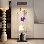 Dans les nuages - vitrine en verre de s�curit� tremp� avec led, porte, 4 �tag�res, cadre en bois, serrures, ...