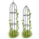 Obélisque de jardin, colonne rosier, arche plante grimpante, set de 2 métal cage rose h 139 et 149 cm, ... Obélisque de jardin, colonne rosier, arche plante grimpante, set de 2 métal cage rose h 139 et 149 cm, ...