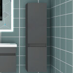 Ocean sanitaire - 110cm colonne salle de bain anthracite, armoire haute �tag�re de rangement, meuble ...