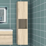 Ocean sanitaire - 131, 5cm colonne salle de bain bois clair, armoire haute �tag�re de rangement, meuble ...
