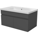 Ocean sanitaire - ocean meuble de rangement avec 2 portes ouvrantes, sans vasque, 79 x 45 x 40 cm, anthracite ...