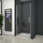 Ocean sanitaire - ocean porte de douche pivotante 90x197cm installation en niche avec 6mm verre anti ...