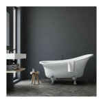 Oceanic baignoire ilot lyra - design retro - l. 160 x i. 69 x h. 79 cm - en acrylique - bonde poussoir ...
