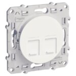 Odace, prise double rj45 blanc, grade 1 (t�l�phone + informatique) cat. 6 utp (s520485)