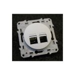 Prise r�seau double rj45 grade 3 (multim�dia) cat 6 stp enjoliveur gris aluminium sans plaque s�rie odace ...