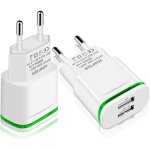 Odipie - chargeur prise usb secteur, 2 - pack 2. 1a 5v 2 ports adaptateur alimentation universel led ...