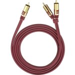 C�ble audio oehlbach 20562 [2x cinch - rca m�le - 1x cinch - rca m�le] 2. 00 m rouge contacts dor�s