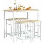 Ogt11 - wn set de 1 table + 4 tabourets ensemble table de bar bistrot + 4 tabourets avec repose - pieds ...