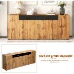 Ohjijinn - buffet, meuble de cuisine, meuble de rangement, 208 x 39, 5 x 80 cm, commode à 4 portes, 2 ... Ohjijinn - buffet, meuble de cuisine, meuble de rangement, 208 x 39, 5 x 80 cm, commode à 4 portes, 2 ...