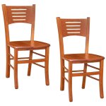 Chaise amelia en merisier avec assise en bois massif x 2