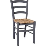 Chaise en bois gris venise avec assise en paille de riz Chaise en bois gris venise avec assise en paille de riz