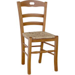 Chaise loris en noyer clair avec assise en paille