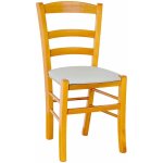 Chaise paysanne en bois de cerisier avec assise rembourre gris clair