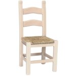 Chaise rustique en bois avec assise en paille brute  peindre