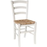 Chaise venezia en bois de htre laqu blanc avec assise en paille de riz