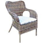 Okaffarefatto - fauteuil chaise de jardin kariba en rotin gris avec coussin gratuit