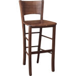 Tabouret de bar lucy en bois de noyer fonc� h 73 avec assise solide