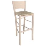 Tabouret en bois avec assise en paille mod lucy h 73 cm du sol lassise