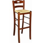 Okaffarefatto - tabouret en bois de noyer foncavec dossier h 80cm avec poigne et assise en paille Okaffarefatto - tabouret en bois de noyer foncavec dossier h 80cm avec poigne et assise en paille