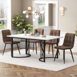 Okwish - ensemble de salle � manger, table � manger avec pieds en m�tal et plateau en marbre (140x80x75 ...