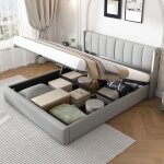 Lit coffre 160x200 cm lit adulte rembourré avec tête de lit réglable de l'angle, lampe led, port usb ... Lit coffre 160x200 cm lit adulte rembourré avec tête de lit réglable de l'angle, lampe led, port usb ...