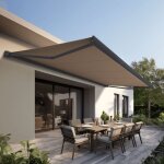 Ombrazur - store banne coffre int�gral protect 2 led gris anthracite 5x3, 5m motoris� � t�l�commande ...