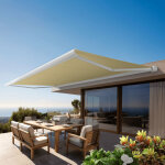 Ombrazur - store banne coffre int�gral protect 2 smart blanc 5x3, 5m motoris� � t�l�commande + capteur ...