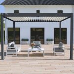 Ombrea - chalet & jardin pergola bioclimatique - ombra - autoportante - 3x4m - anthracite blanc - vs ...