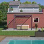 Ombrea - pergola bioclimatique adosse ombra vs 3x3m anthracite + 1 store