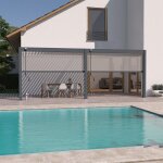 Ombrea - pergola bioclimatique ombréa adossée vs 3x6m anthracite + 2 stores Ombrea - pergola bioclimatique ombréa adossée vs 3x6m anthracite + 2 stores