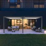 Ombrea - pergola bioclimatique ombr�a vs adoss�e 4x6m - v2 - anthracite / blanc