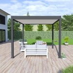 Ombrea - pergola bioclimatique ombr�a vs autoportante 3x4m - anthracite - lames blanches