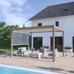 Ombrea - pergola bioclimatique ombra vs autoportante 3x4m - taupe - lames blanches